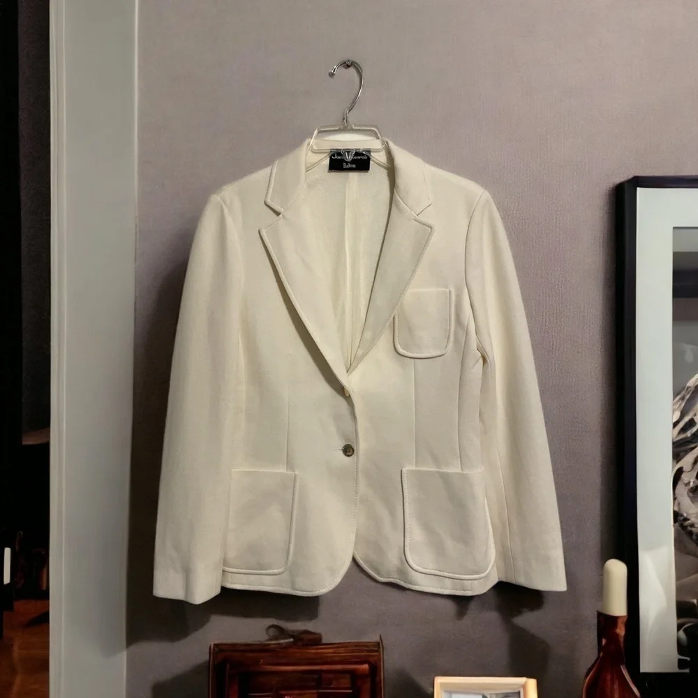 Vintage James Kenrob by Dalton Librarian Chic Women’s Ivory Color Blazer Size 8